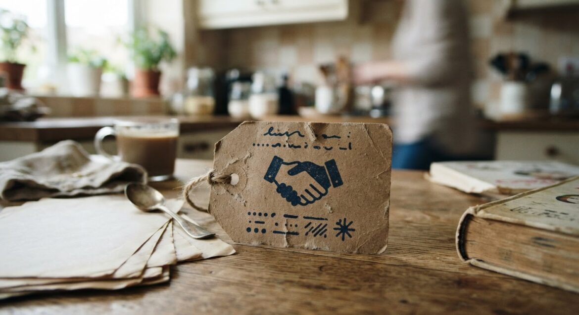 a handshake icon overlaid on a discount tag