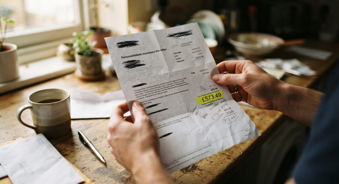 an insurance renewal letter with a highlighted premium amount