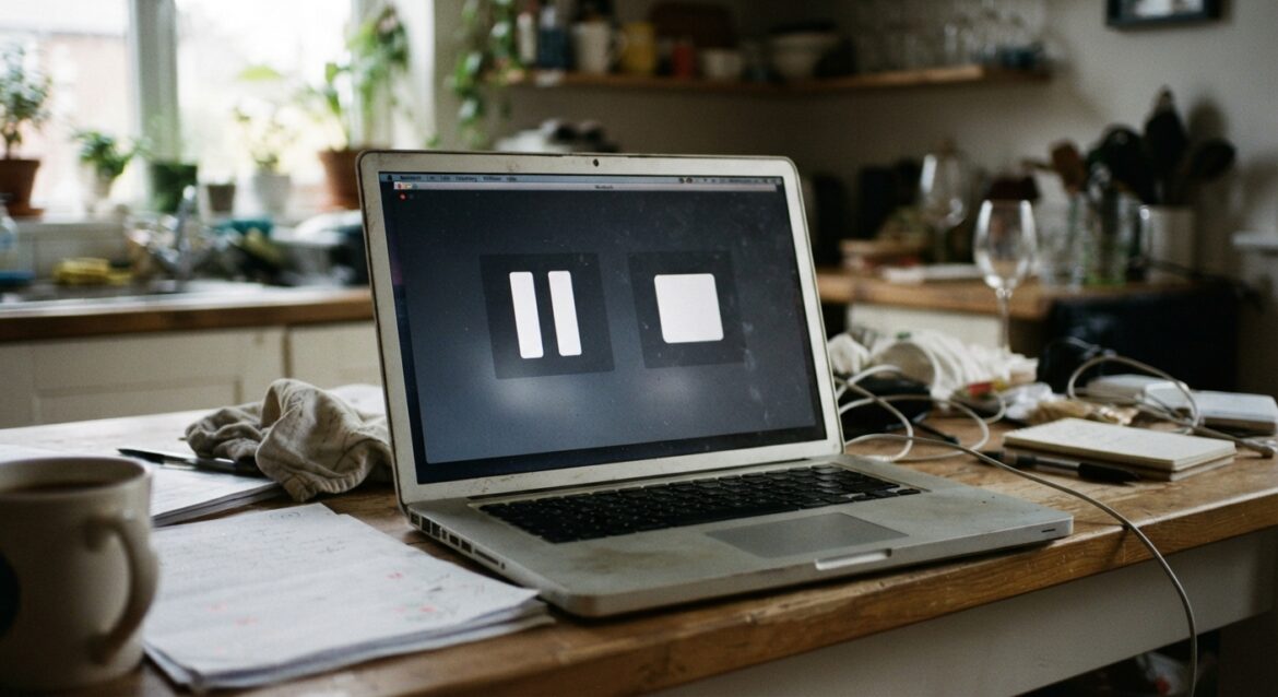 a pause icon and a stop icon side by side on a screen