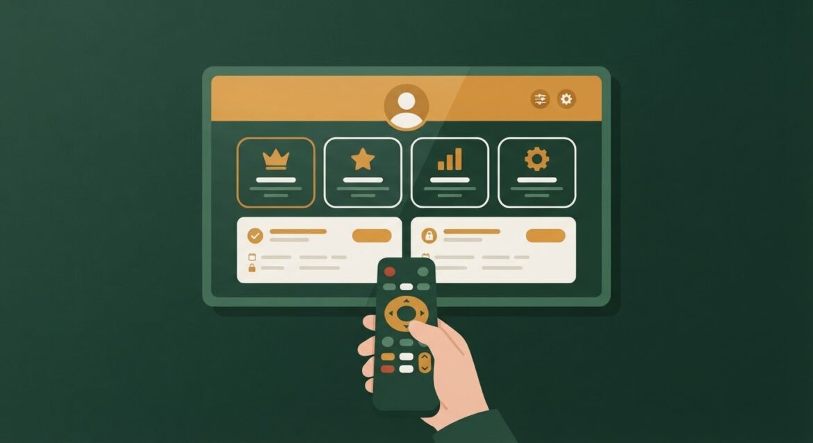 A remote control pointed at a smart TV screen showing a subscription management menu