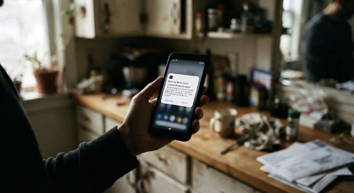 A phone screen showing a streaming app notification about extra member fees